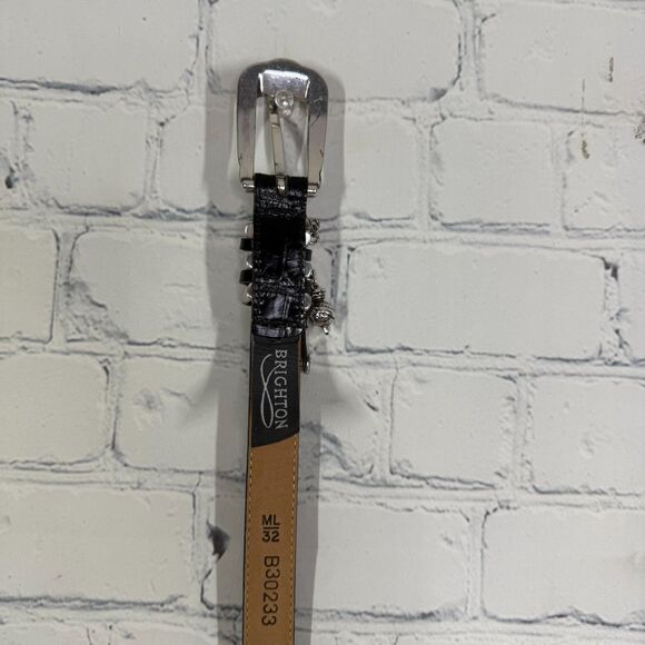 Brighton Belt Women Medium Large Black Silver Buckle Preppy Minimalist Golf - Picture 4 of 13